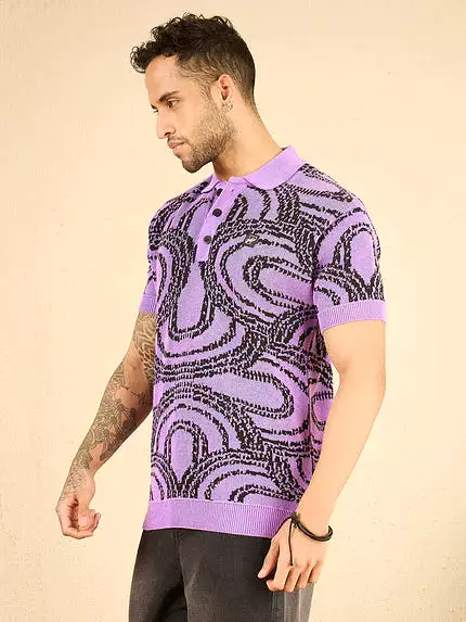 purple abstract polo tshirt