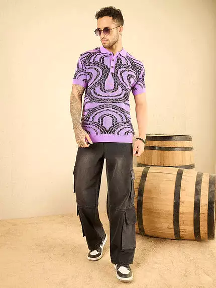 purple abstract polo tshirt