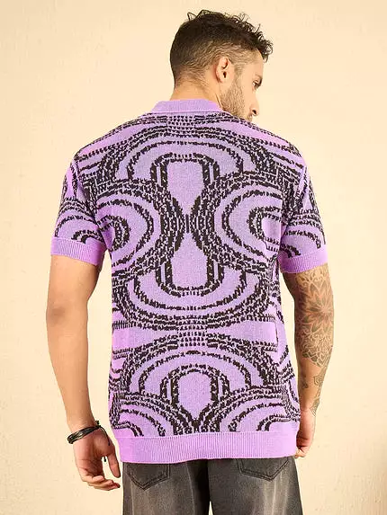 purple abstract polo tshirt