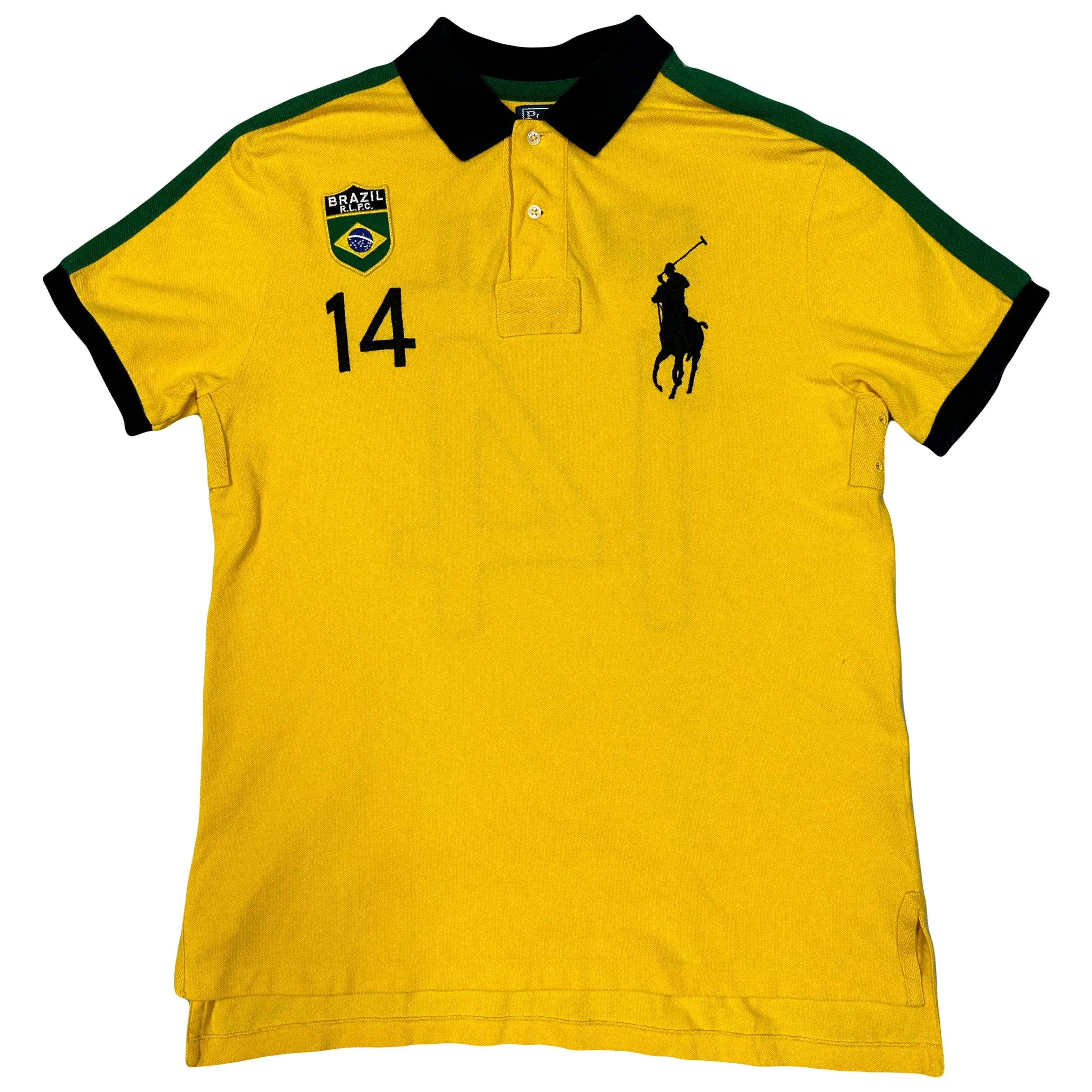 Yellow Brazil Spellout Polo by Ralph Lauren