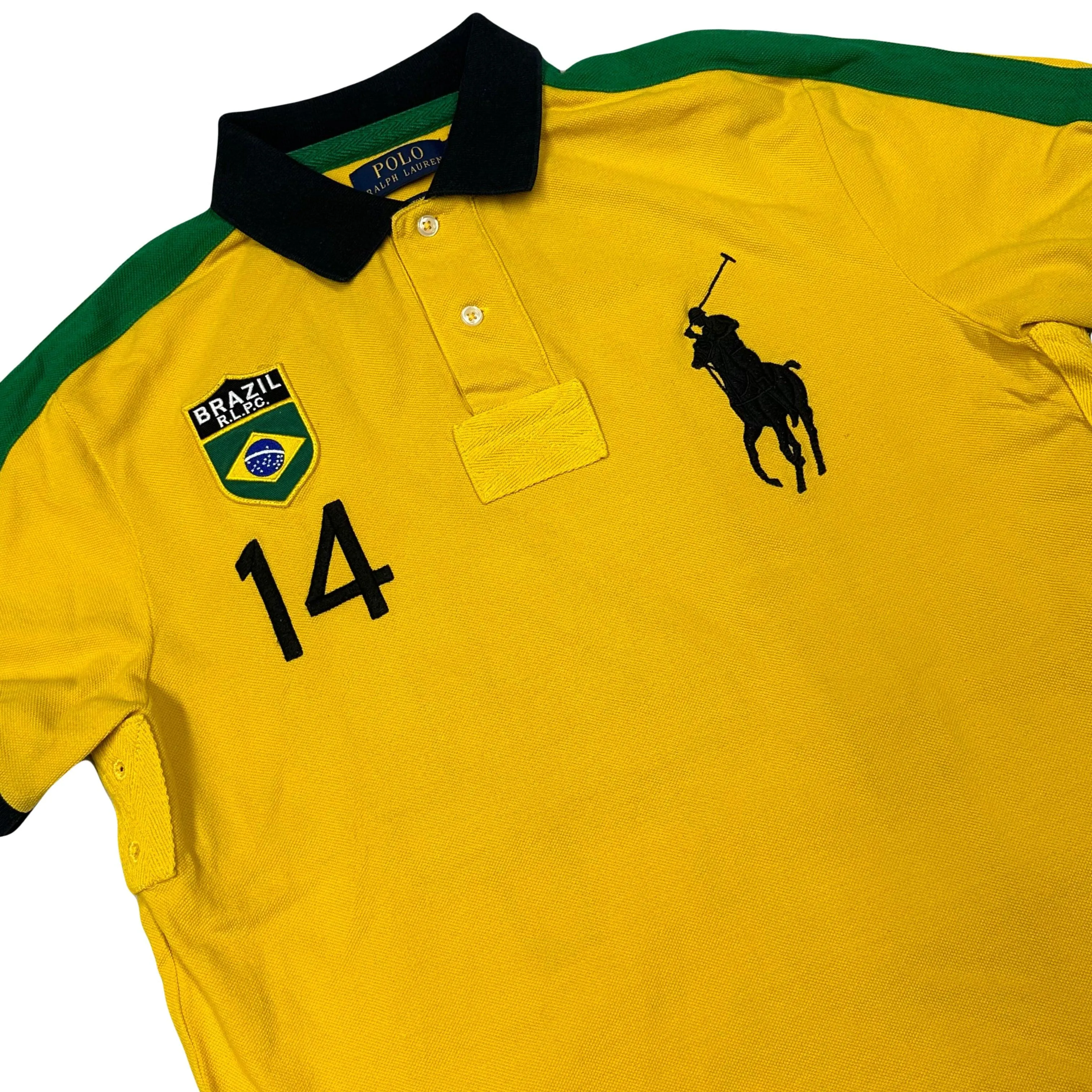 Yellow Brazil Spellout Polo by Ralph Lauren