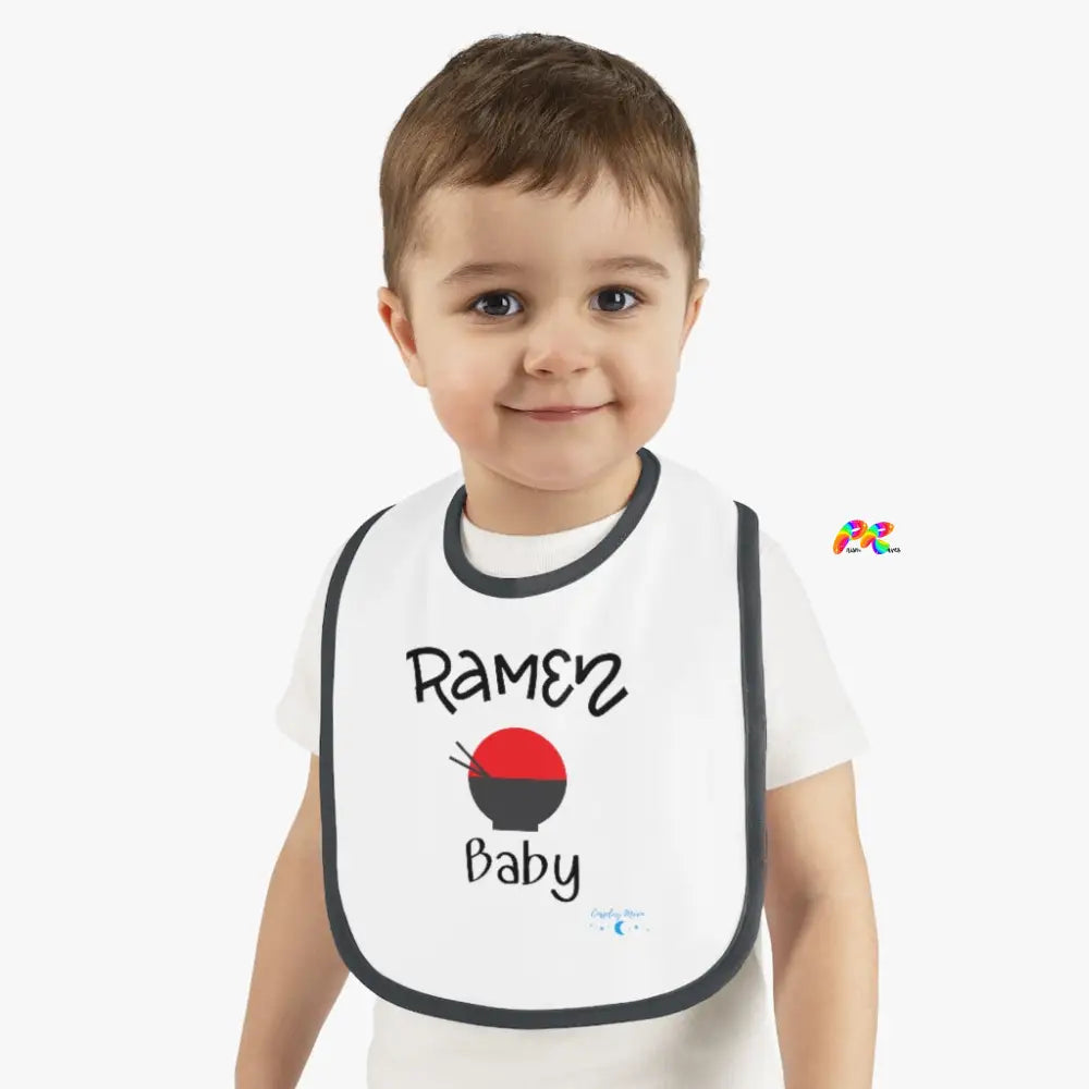 Ramen Baby Bib with Contrast Trim in Jersey Material