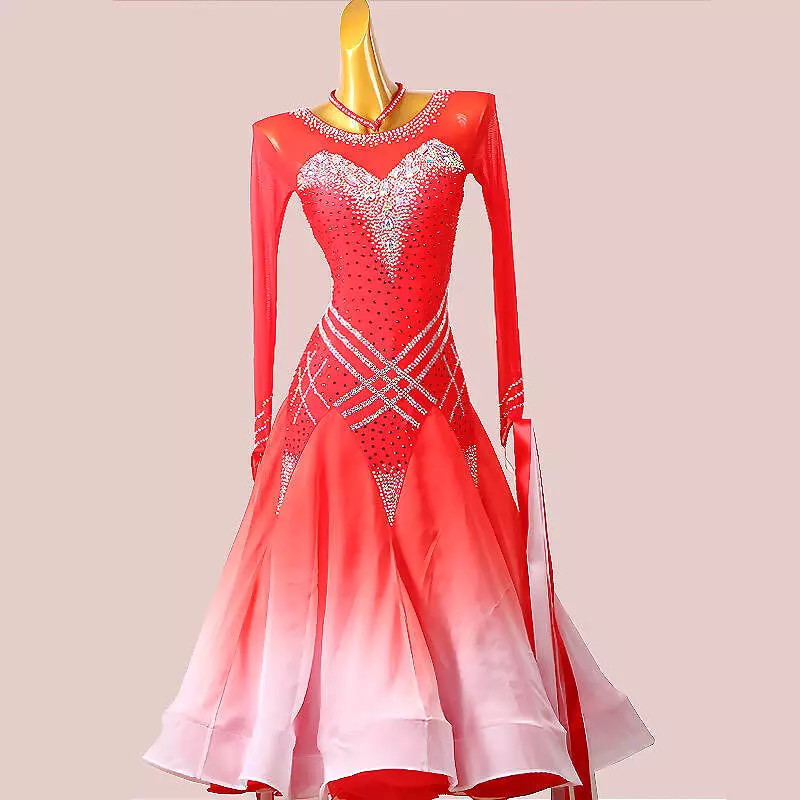 Red & White Gradient Ballroom Dress | MD1295