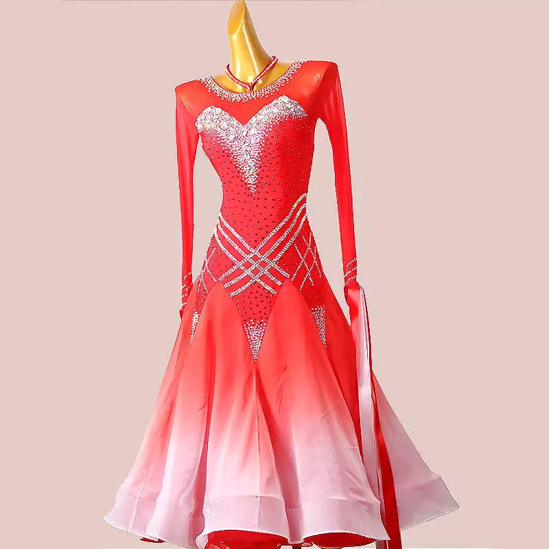 Red & White Gradient Ballroom Dress | MD1295