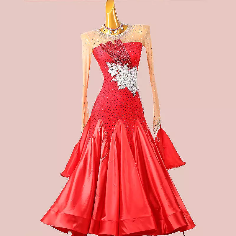 Red Ballroom Dress with Lace | MD1267