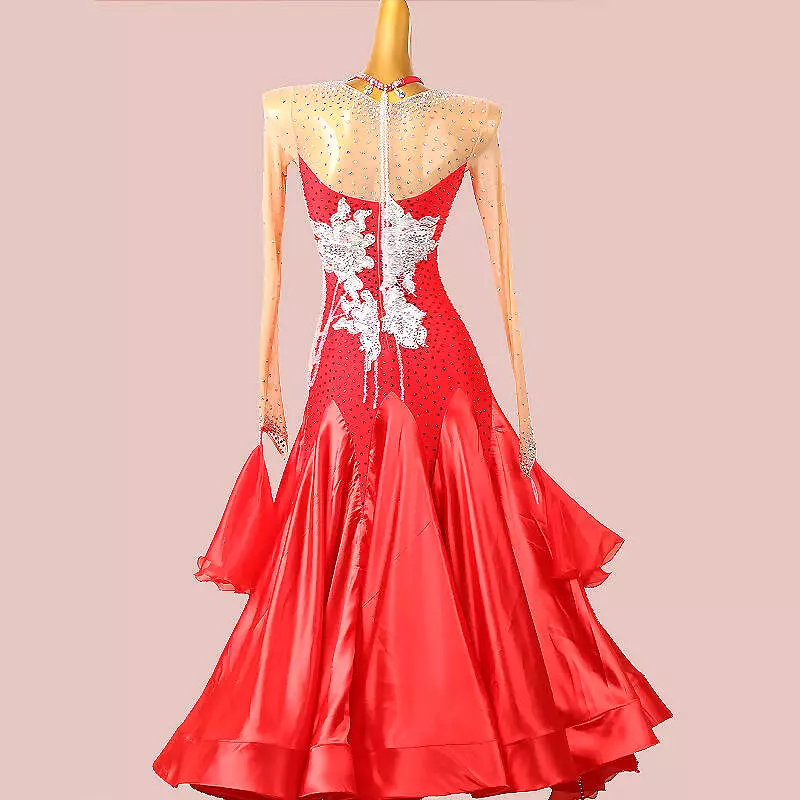 Red Ballroom Dress with Lace | MD1267