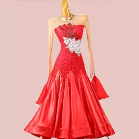 Red Ballroom Dress with Lace | MD1267