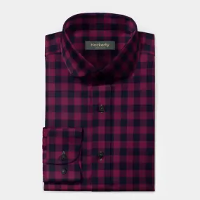 Buffalo Check Flannel Club Collar Shirt in Red