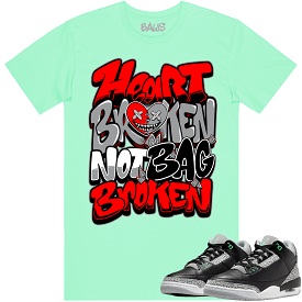 Red Heart Broken Baws Shirt - Styled for Jordan 3 Green Glow 3s