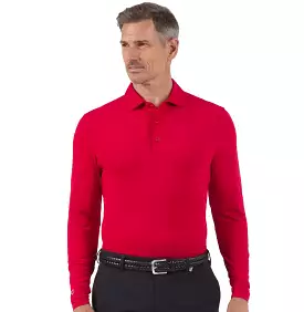 Red IBKUL Men's Long Sleeve Polo