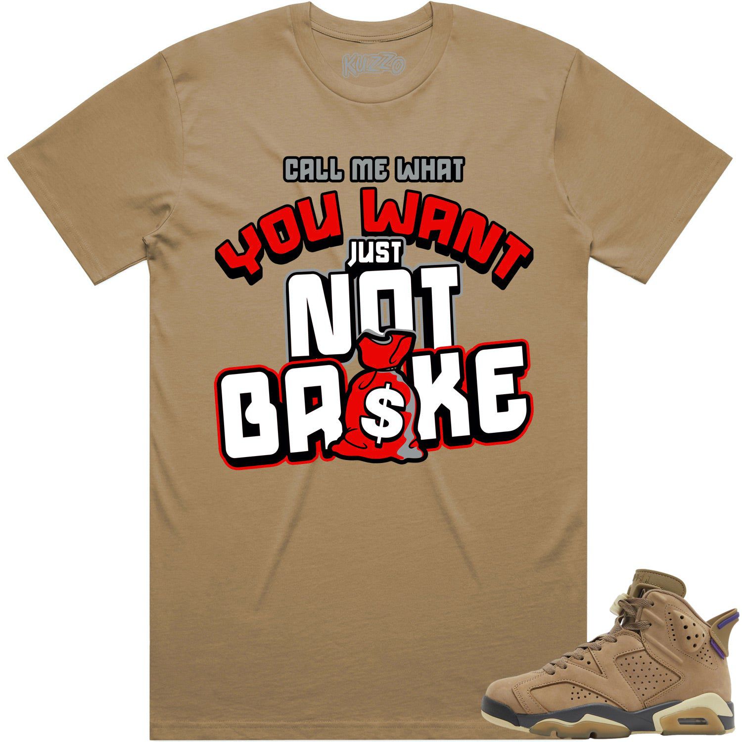 Red Jordan 6 Gore Tex Brown Kelp 6s Shirt - Unbroken Match