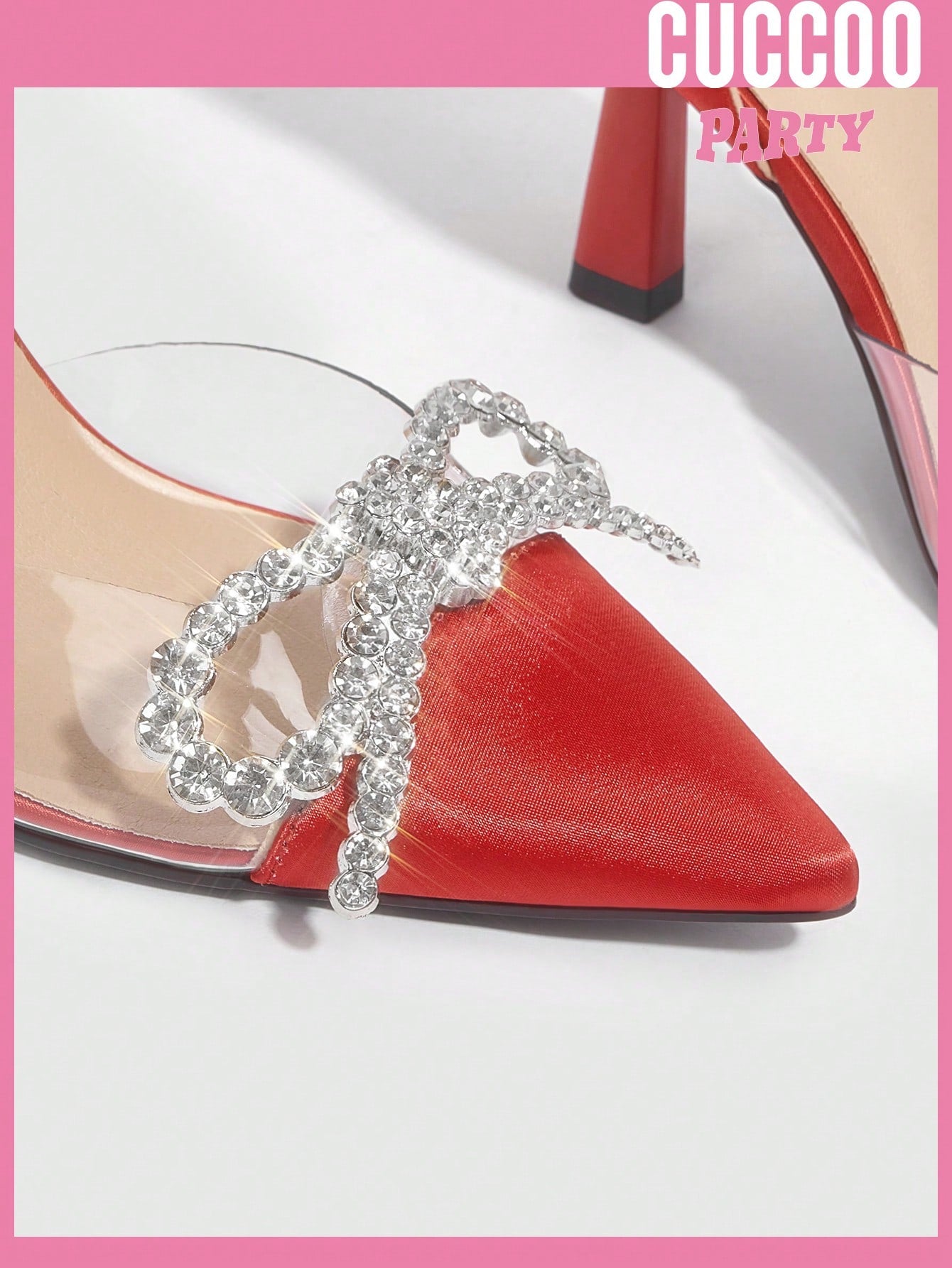 Red Rhinestone Bow High Heels - Fashionable Pumps for Valentine's Day/Wedding, Spring & Summer Wedding Shoes