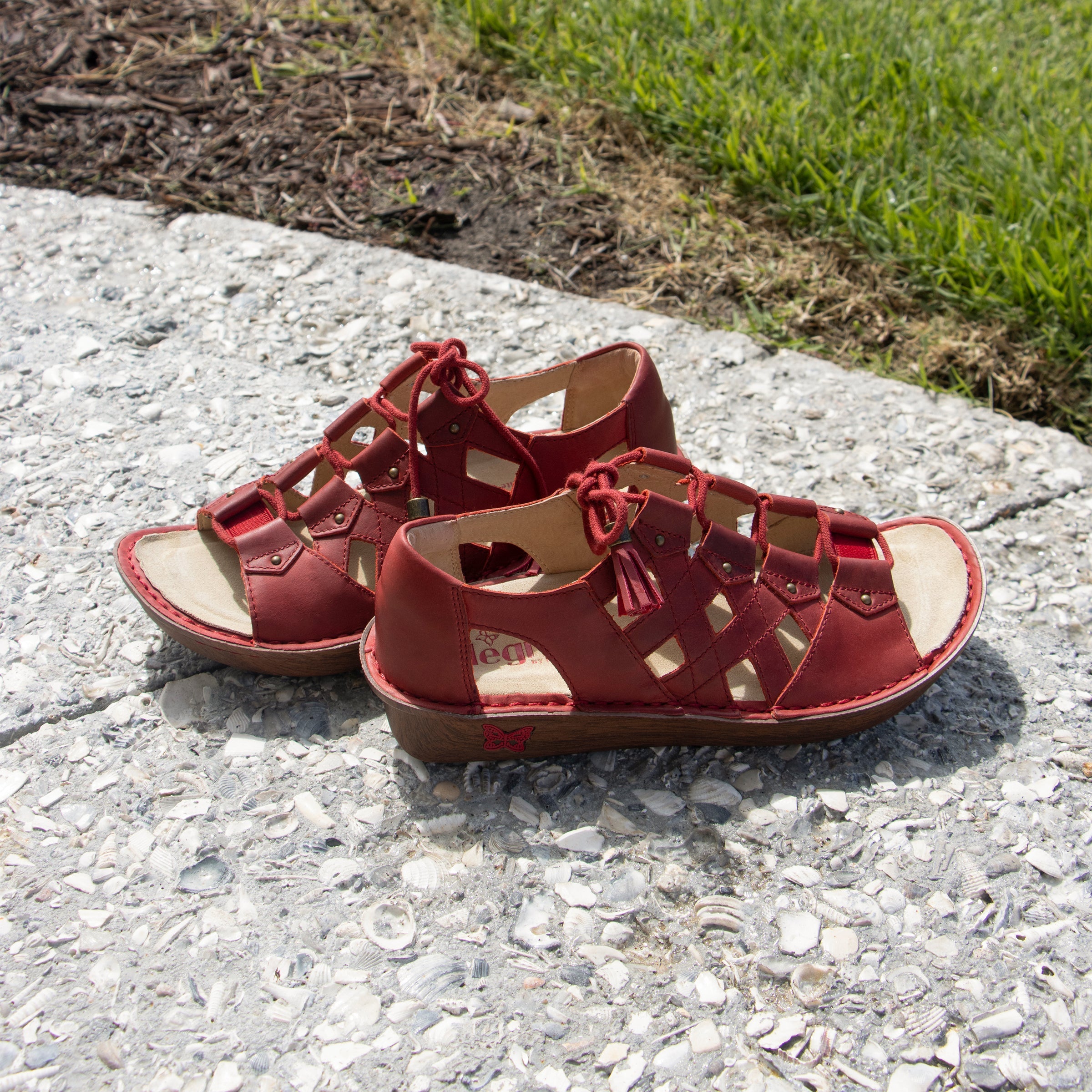 Red Sandal with Oiled Finish- Valerie