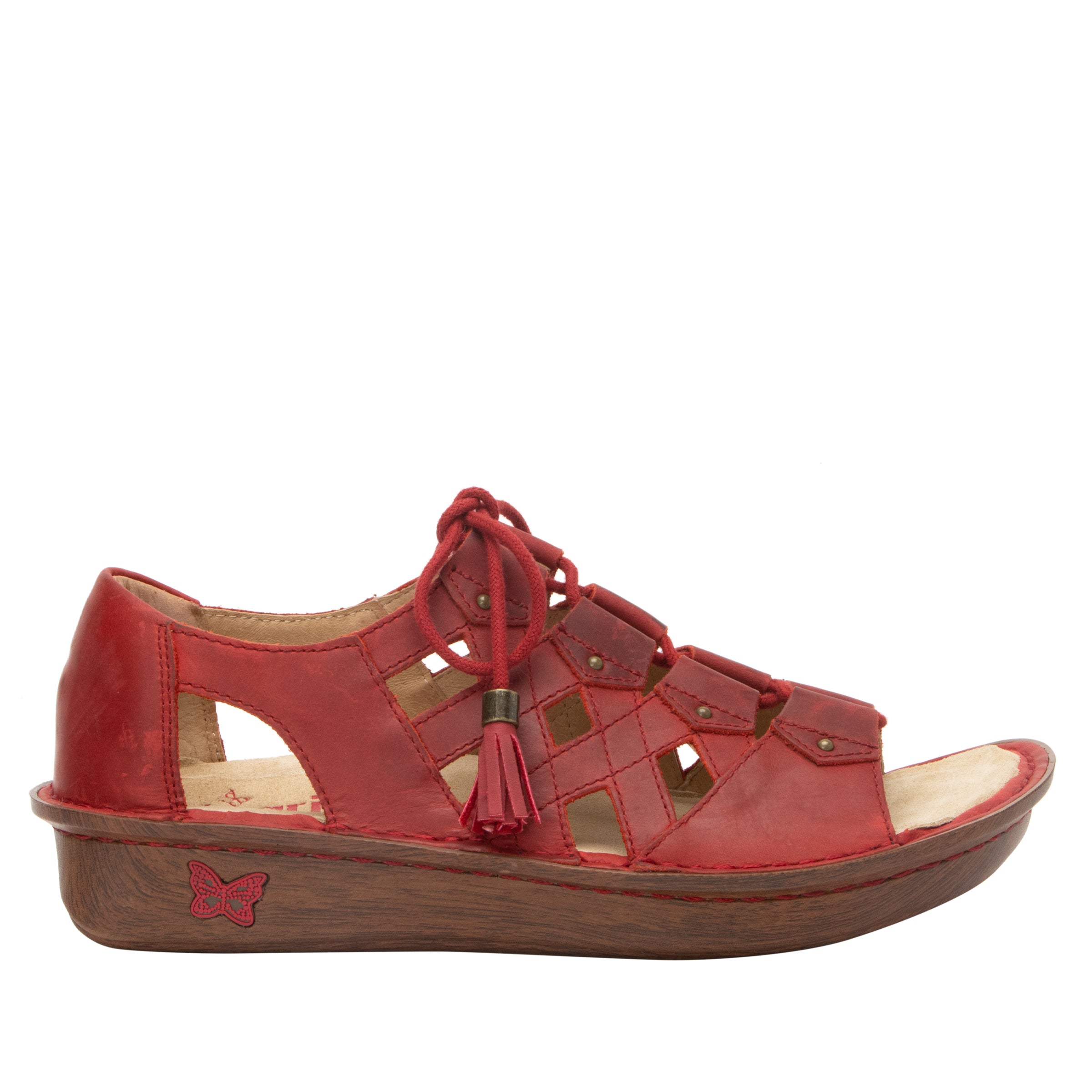 Red Sandal with Oiled Finish- Valerie