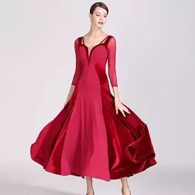 Red Wine Ballroom Dance Dress | Green Dancewear | 1884