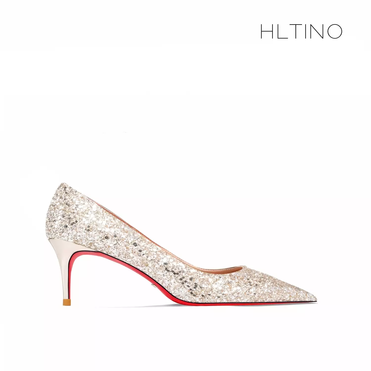 Red Women's Bridal Wedding Shoes: Pointed Bottom, Sexy Stiletto, Glitter High Heel, Evening Dress