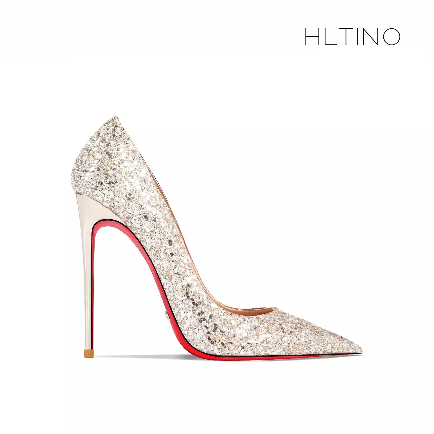 Red Women's Bridal Wedding Shoes: Pointed Bottom, Sexy Stiletto, Glitter High Heel, Evening Dress