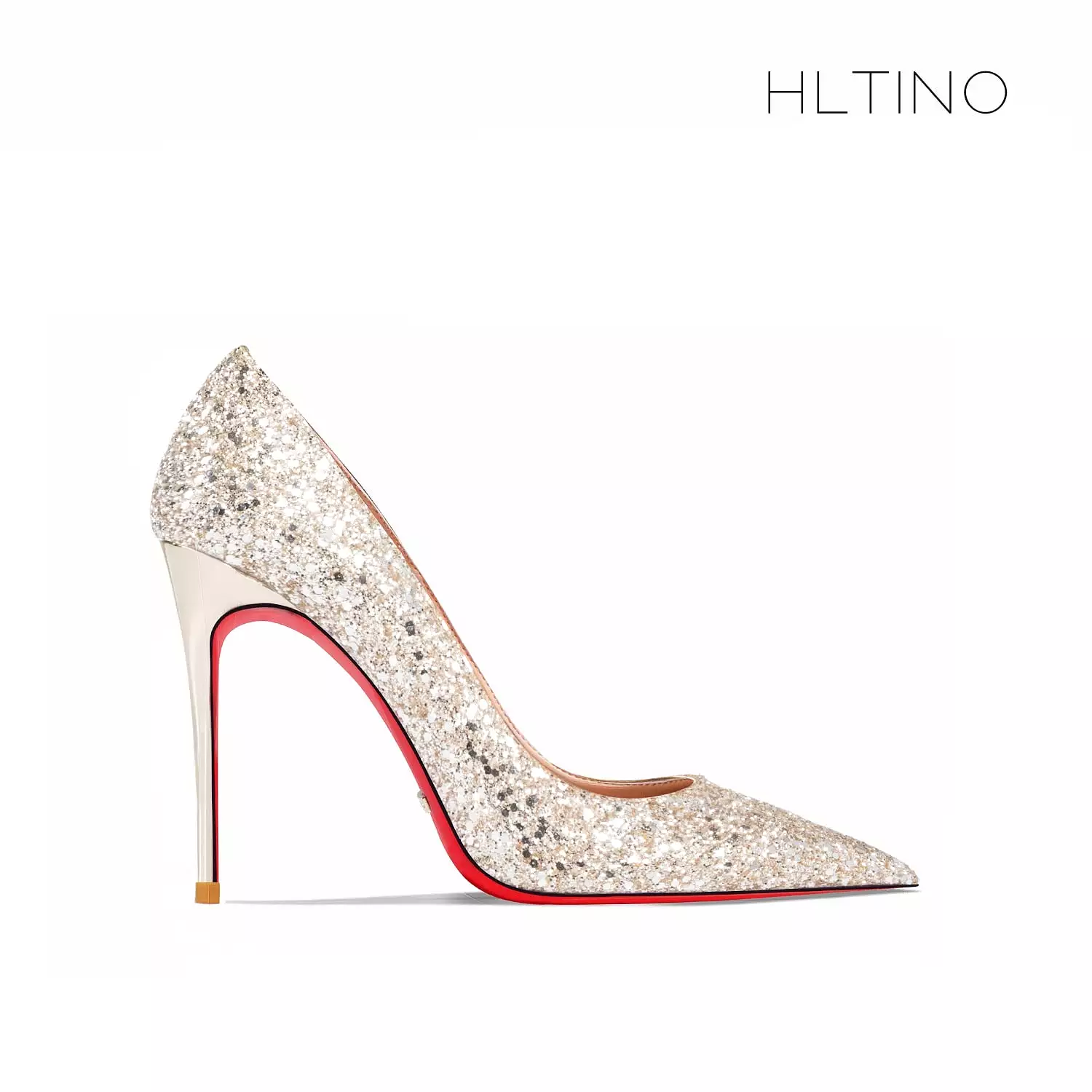 Red Women's Bridal Wedding Shoes: Pointed Bottom, Sexy Stiletto, Glitter High Heel, Evening Dress