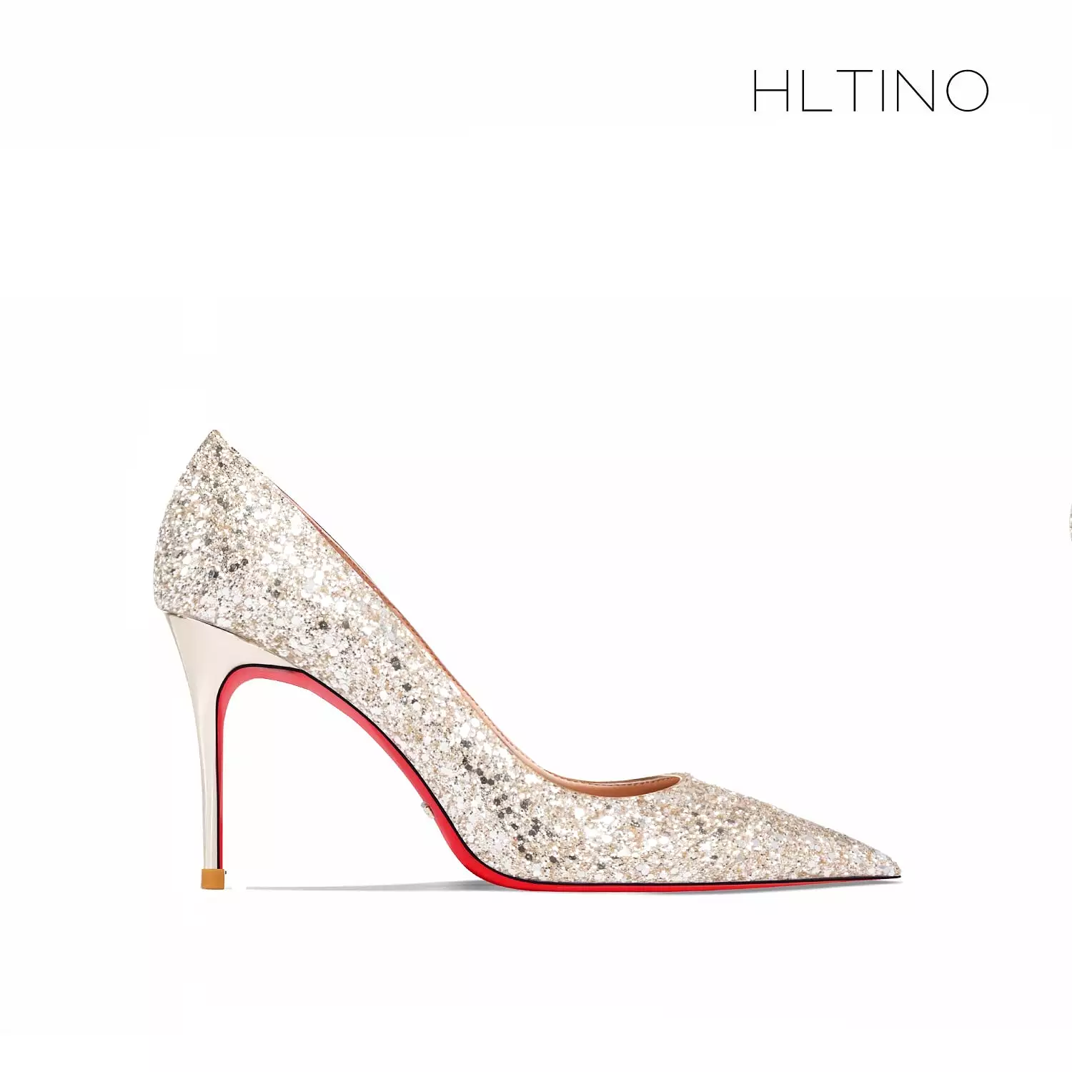 Red Women's Bridal Wedding Shoes: Pointed Bottom, Sexy Stiletto, Glitter High Heel, Evening Dress