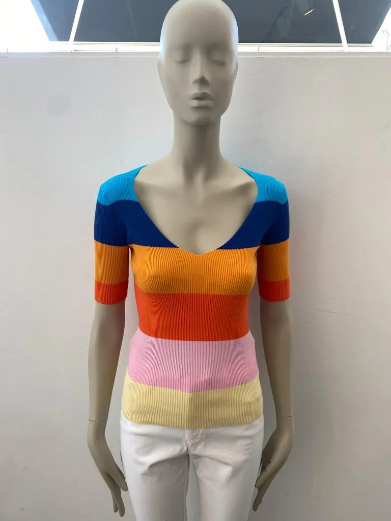 Roberto Collina Multicolor Striped Jersey