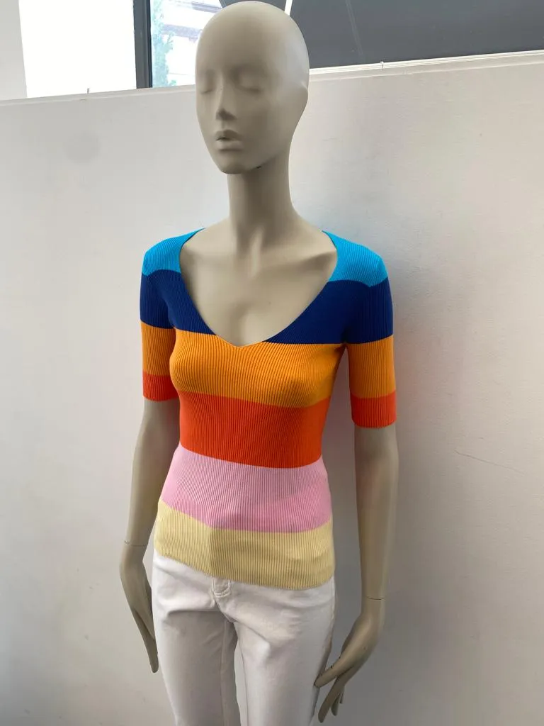 Roberto Collina Multicolor Striped Jersey