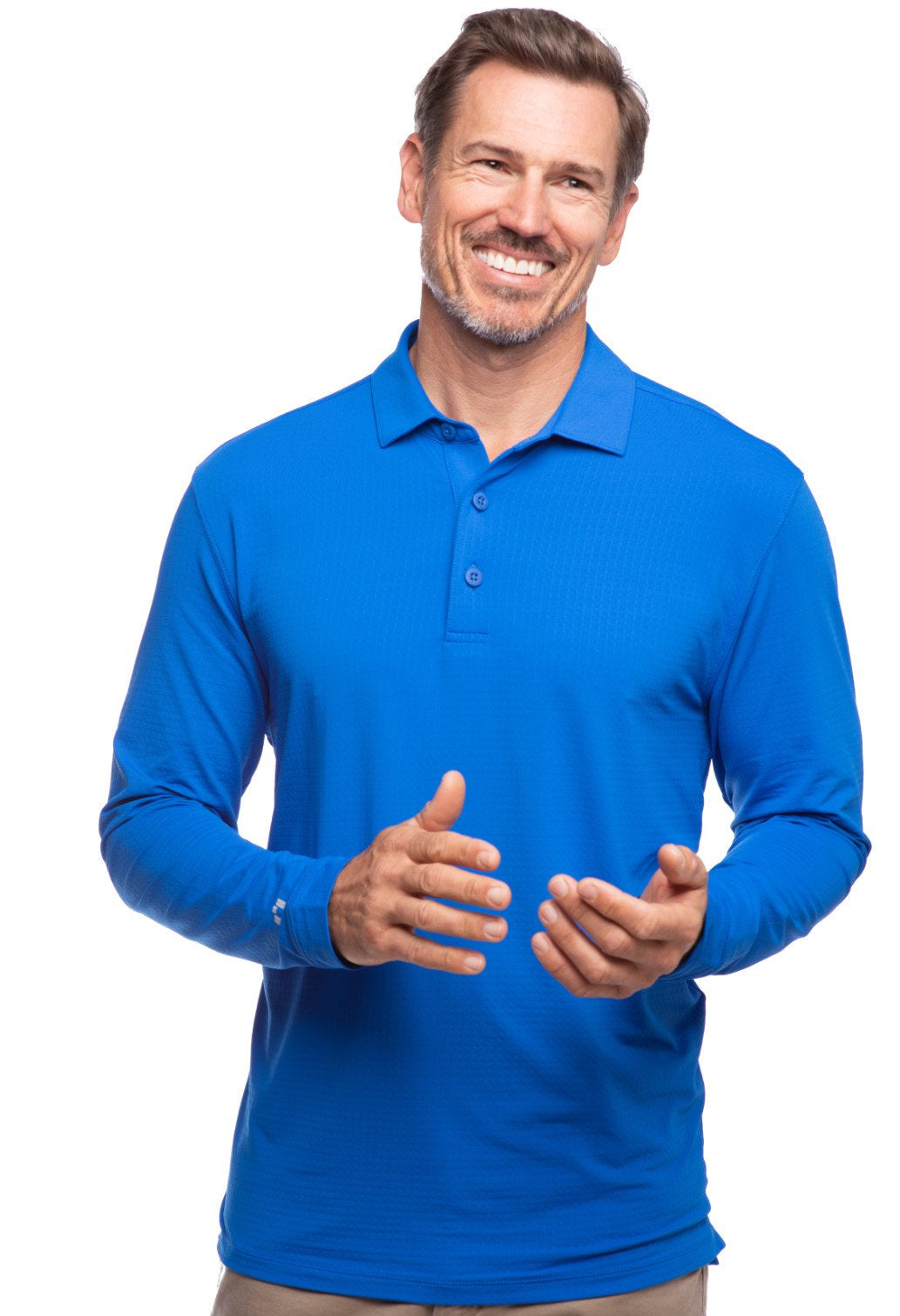 Royal blue long sleeve men's polo by IBKUL