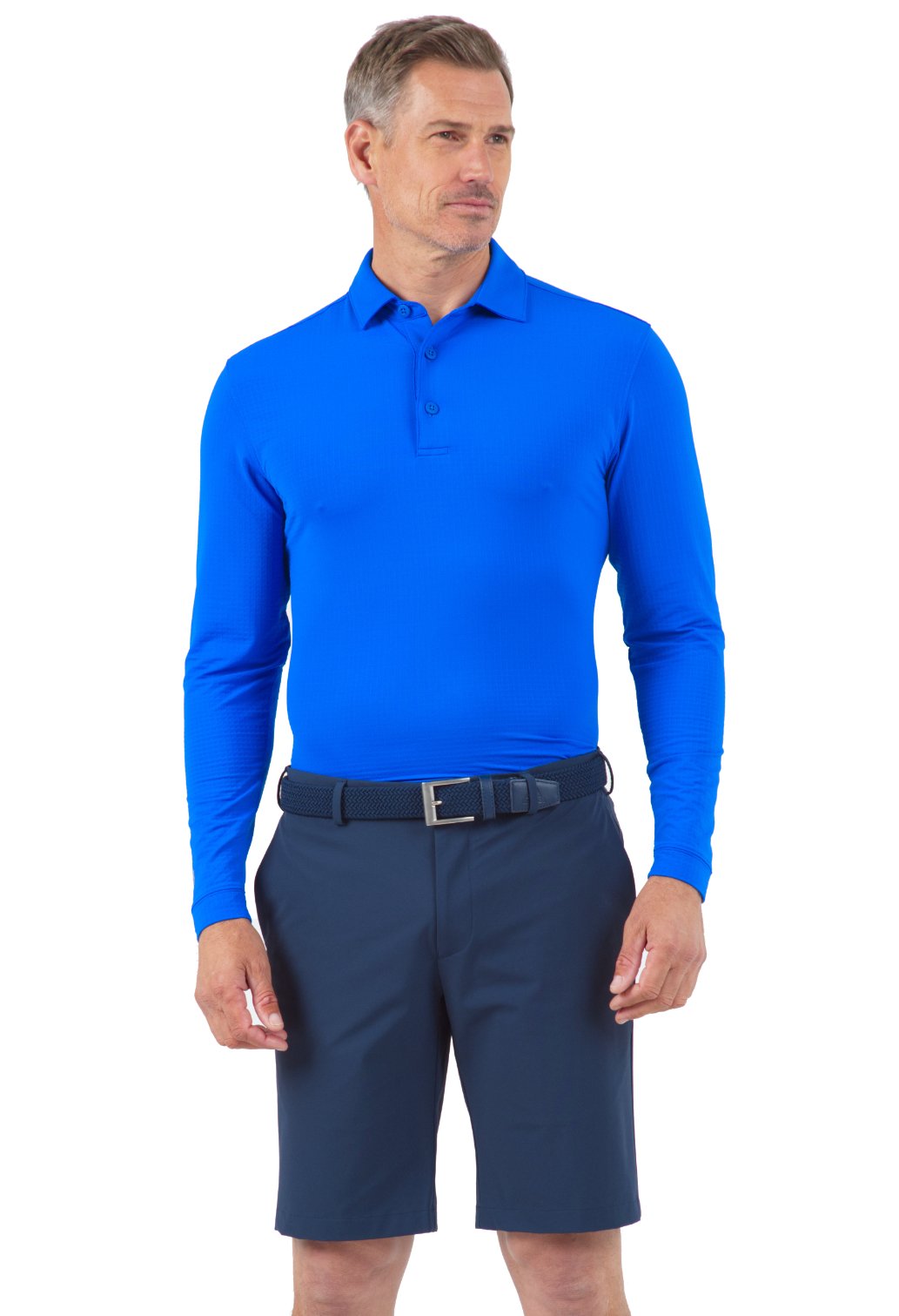 Royal blue long sleeve men's polo by IBKUL