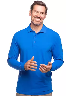 Royal blue long sleeve men's polo by IBKUL