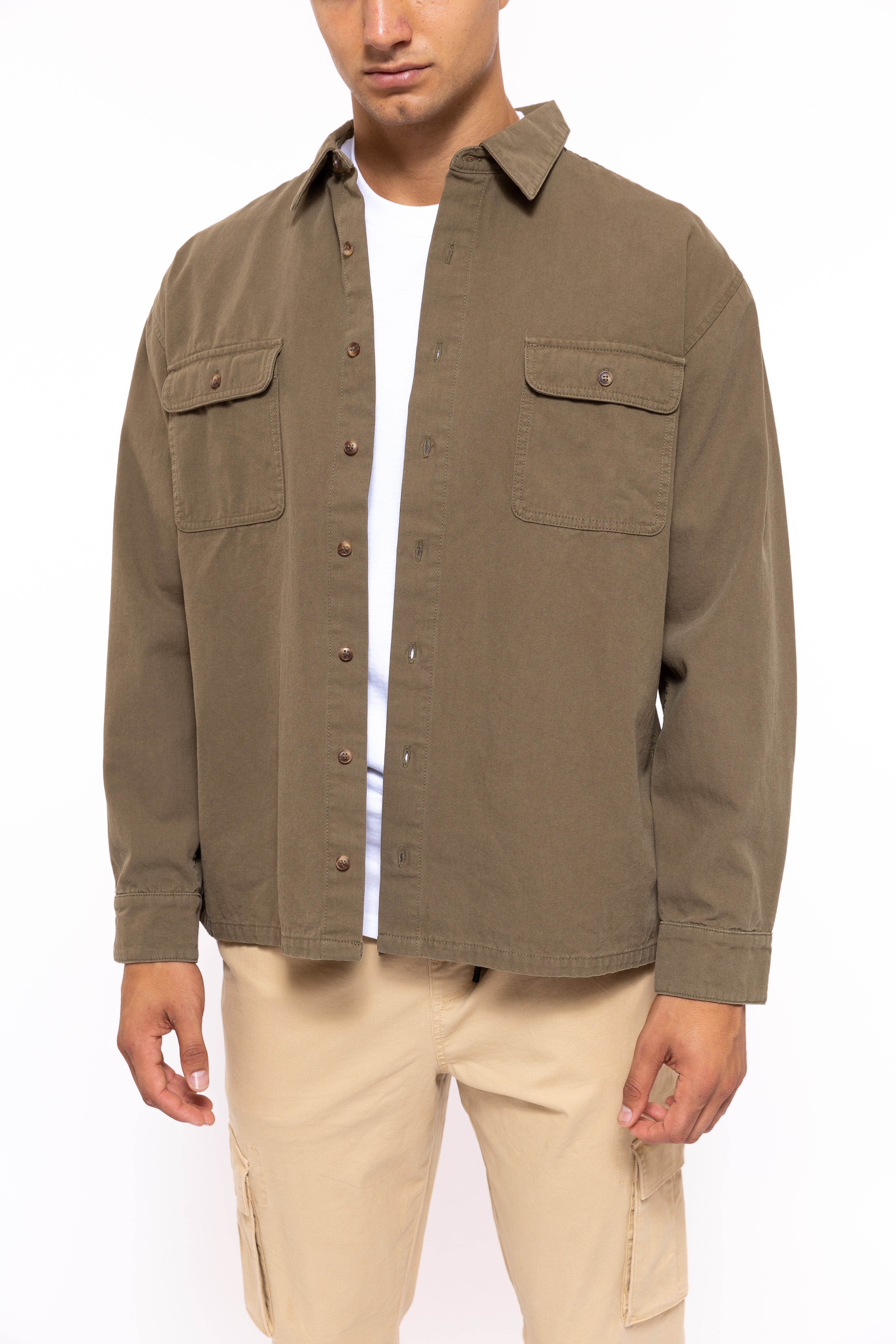 Rusty USA Nomad Long Sleeve Shirt Army Green - Buy Online