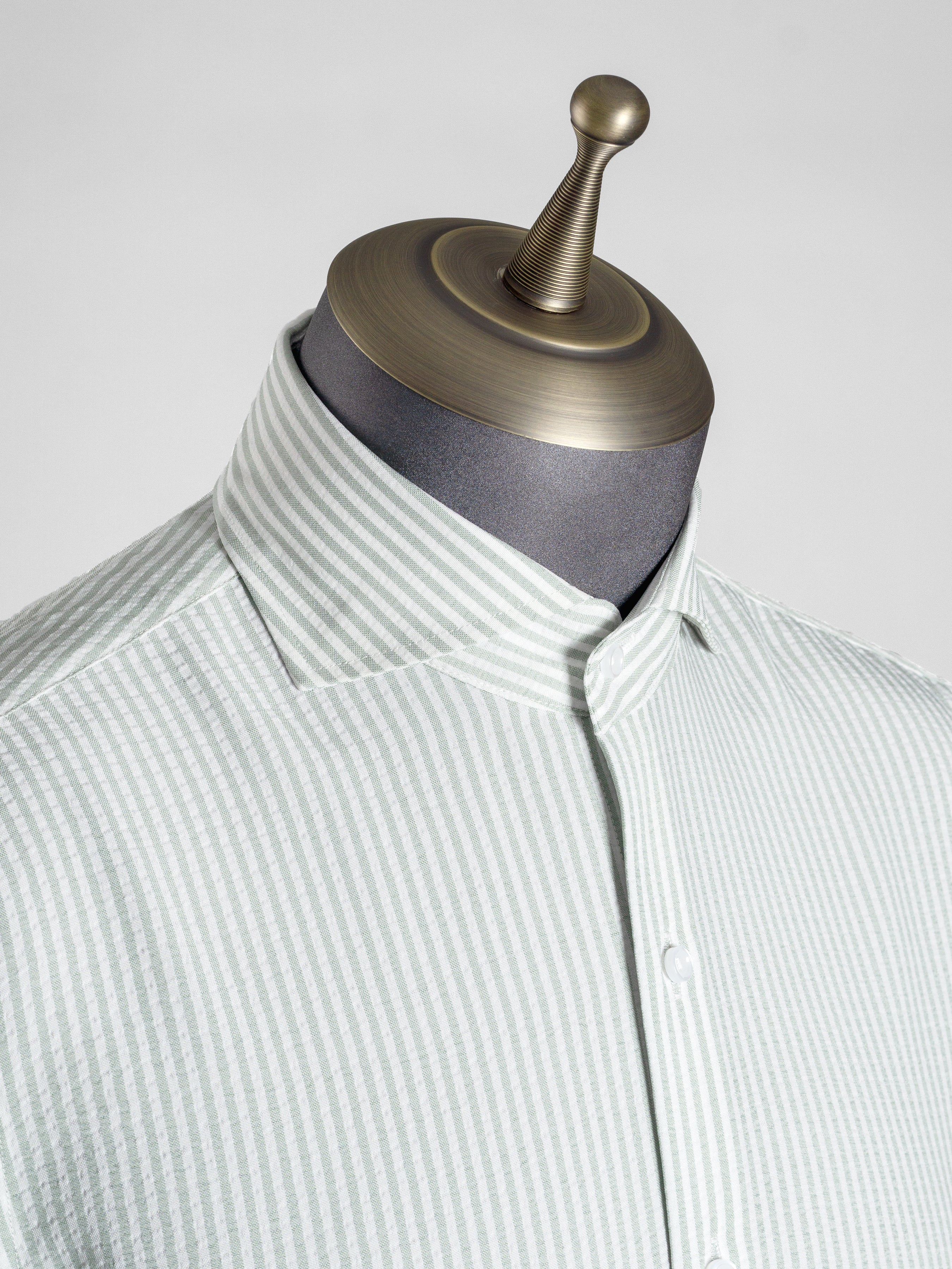 Sage Green Seersucker Striped Shirt