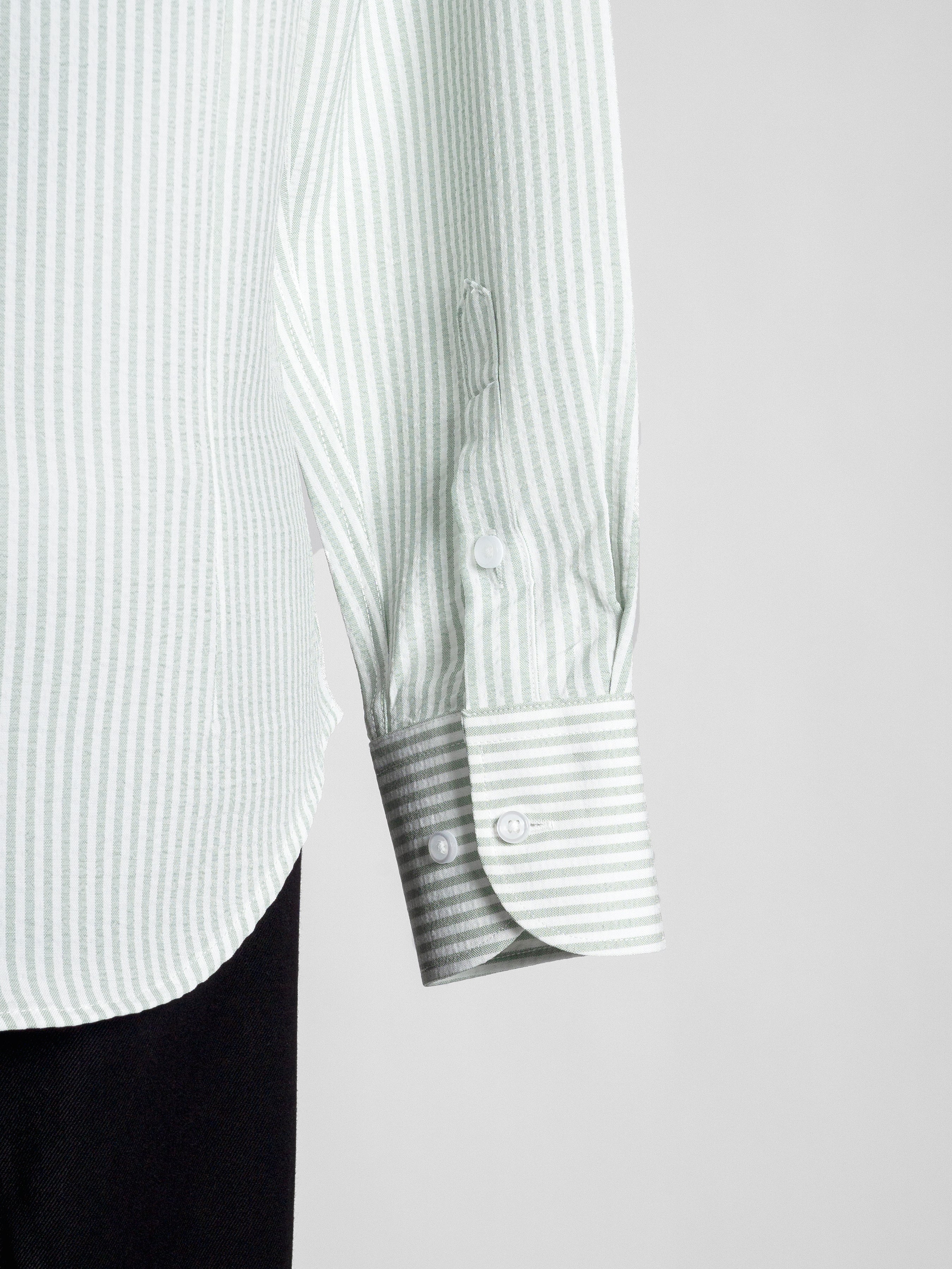 Sage Green Seersucker Striped Shirt