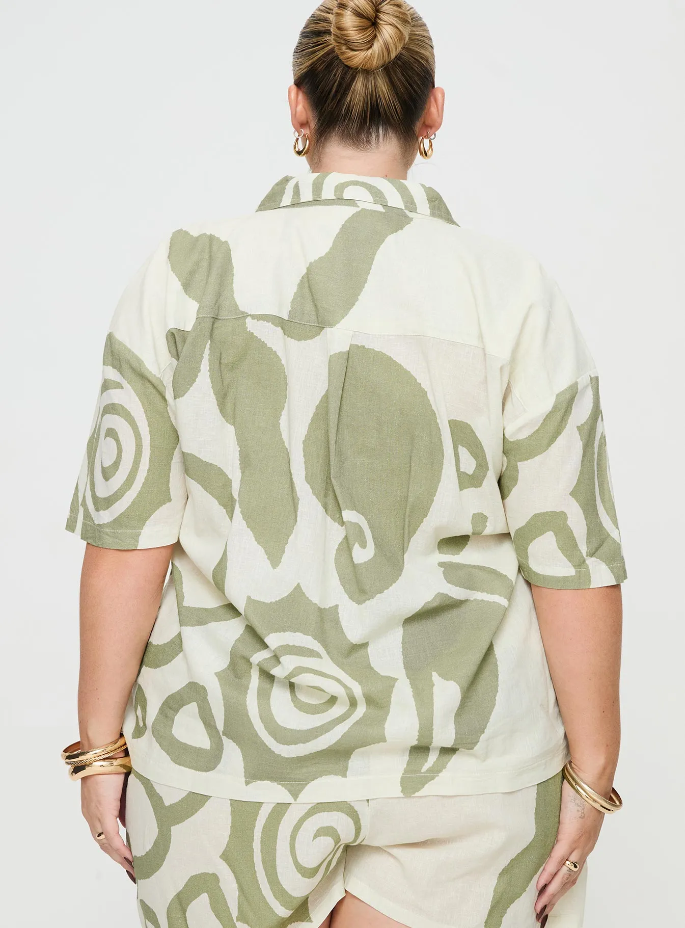 Sea Green Cream Curve Shirt