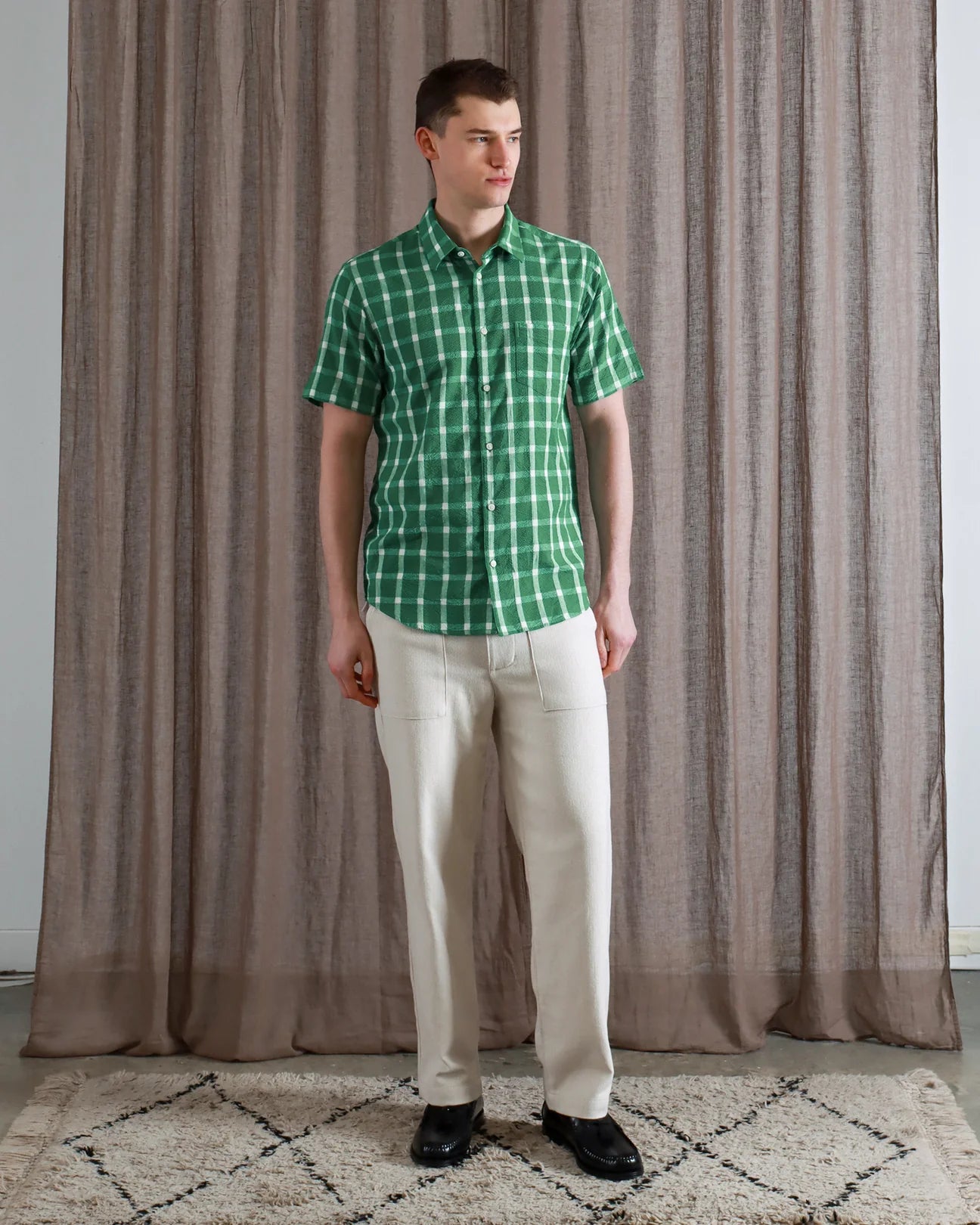 Seersucker Check Shirt - Green