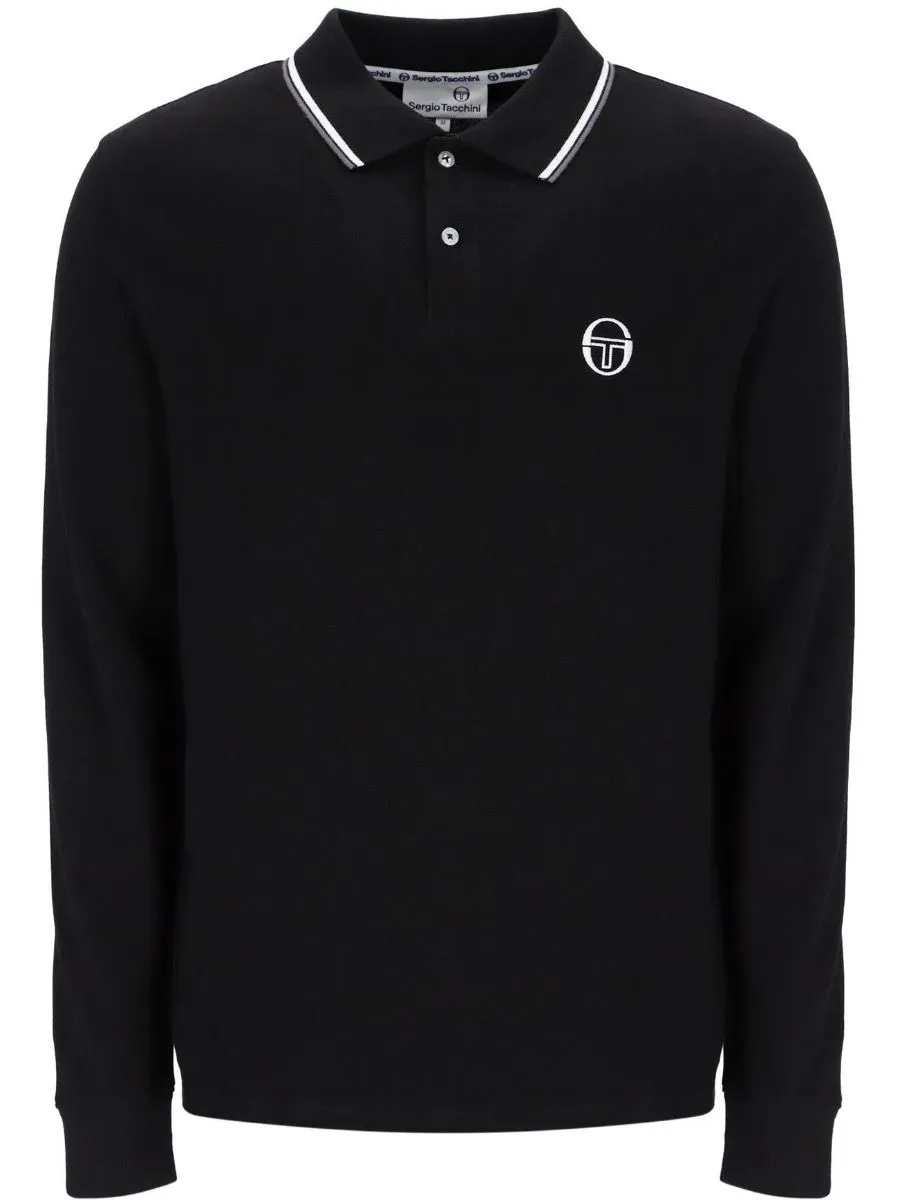 Black Sergio Tacchini Long Sleeve Polo Shirt