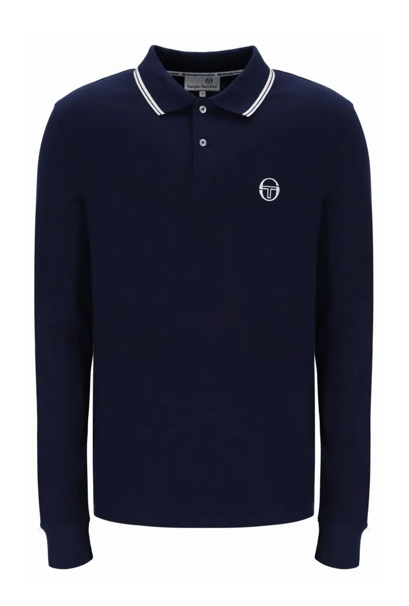 Sergio Tacchini Maritime Blue Long Sleeve Polo Shirt