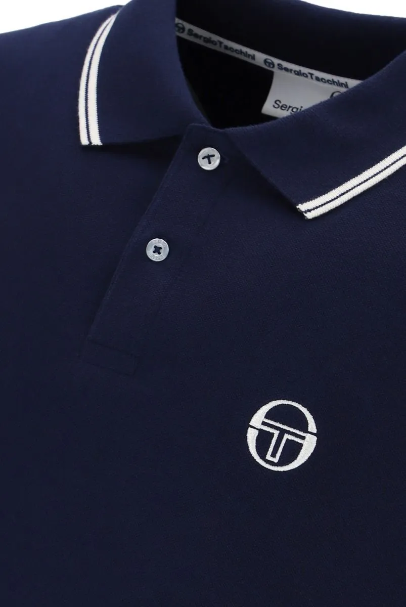 Sergio Tacchini Maritime Blue Long Sleeve Polo Shirt