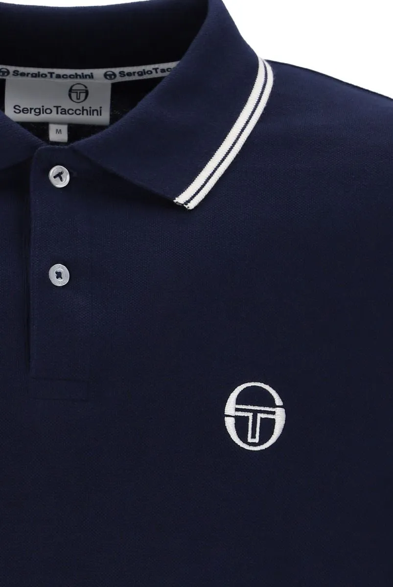 Sergio Tacchini Maritime Blue Long Sleeve Polo Shirt