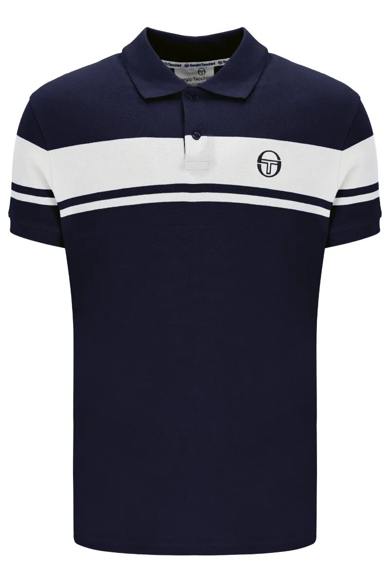 Sergio Tacchini Maritime Blue and White Supermac Polo Shirt