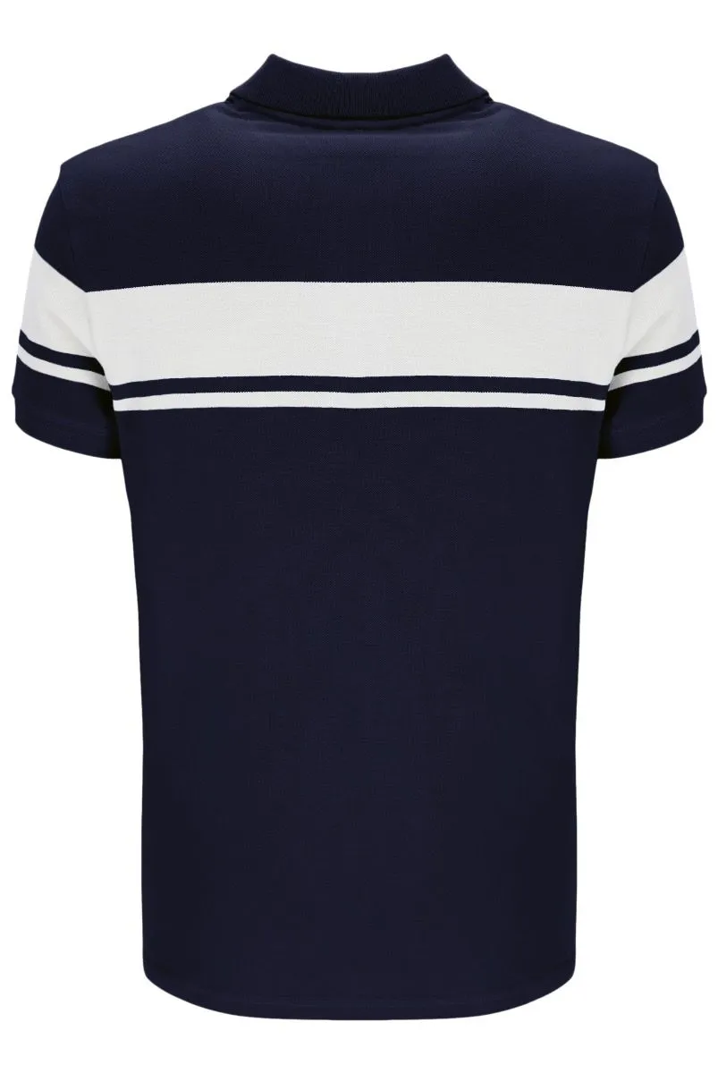 Sergio Tacchini Maritime Blue and White Supermac Polo Shirt