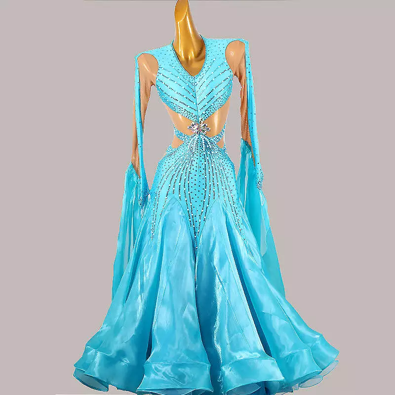 Shiny Blue Ballroom Dress | MD1268