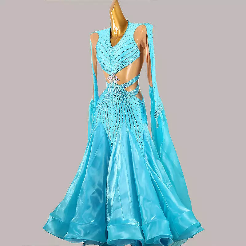 Shiny Blue Ballroom Dress | MD1268