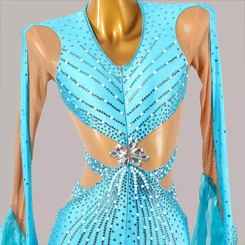 Shiny Blue Ballroom Dress | MD1268