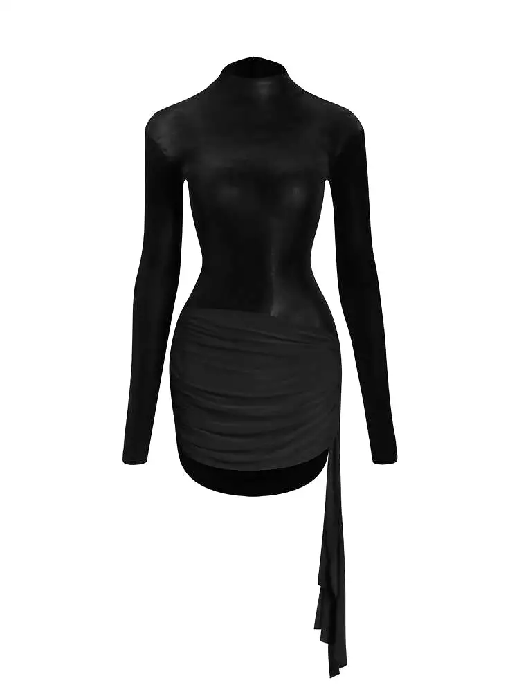 Sleek Practice Dress | Black/Leopard | 23111