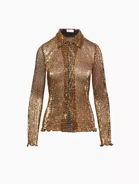 Slim Sequin Mesh Shirt - Shop Now