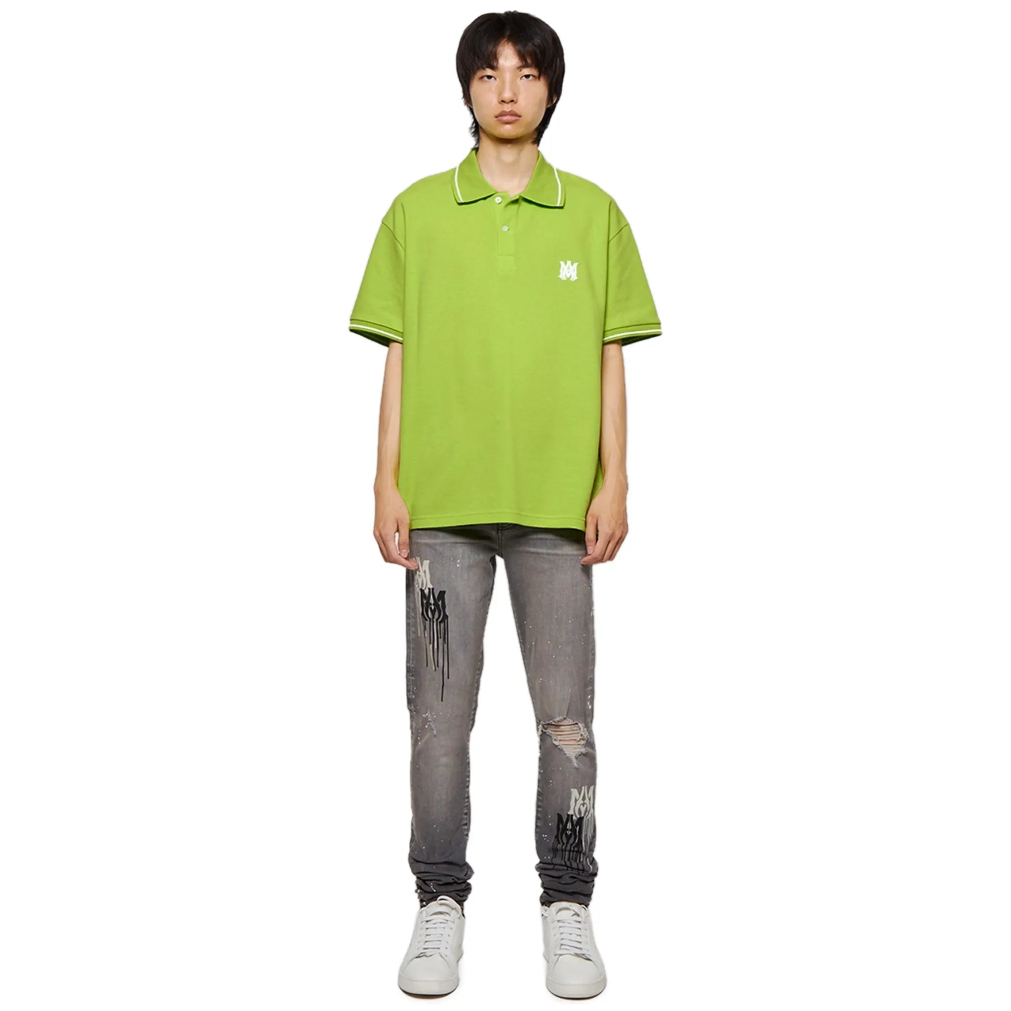 Solid Green Polo Shirt - Amiri Short Sleeve