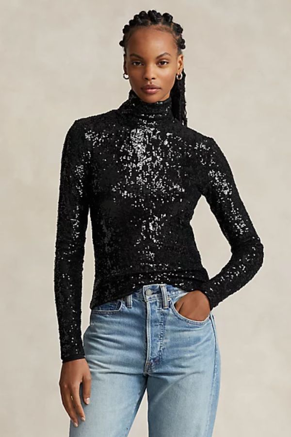 Sparkly Jersey Turtleneck