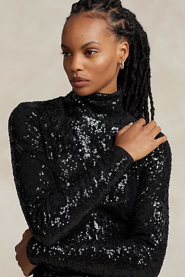 Sparkly Jersey Turtleneck