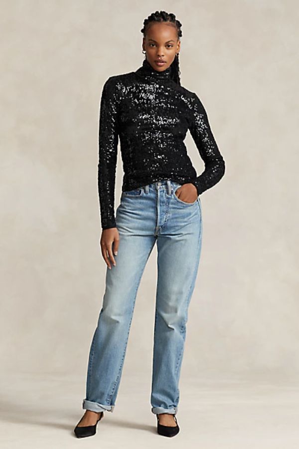 Sparkly Jersey Turtleneck