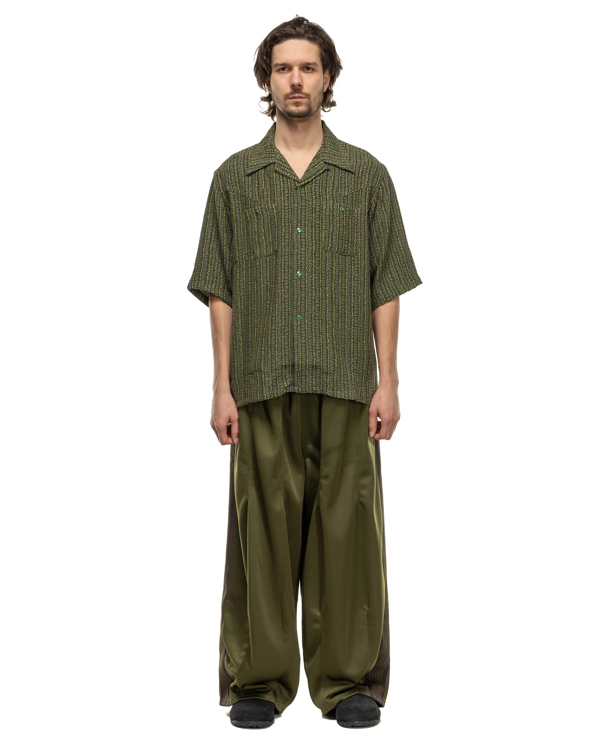 Green Abstract Stripe Cowboy One-Up Shirt - Green Abstract Stripe Jq.