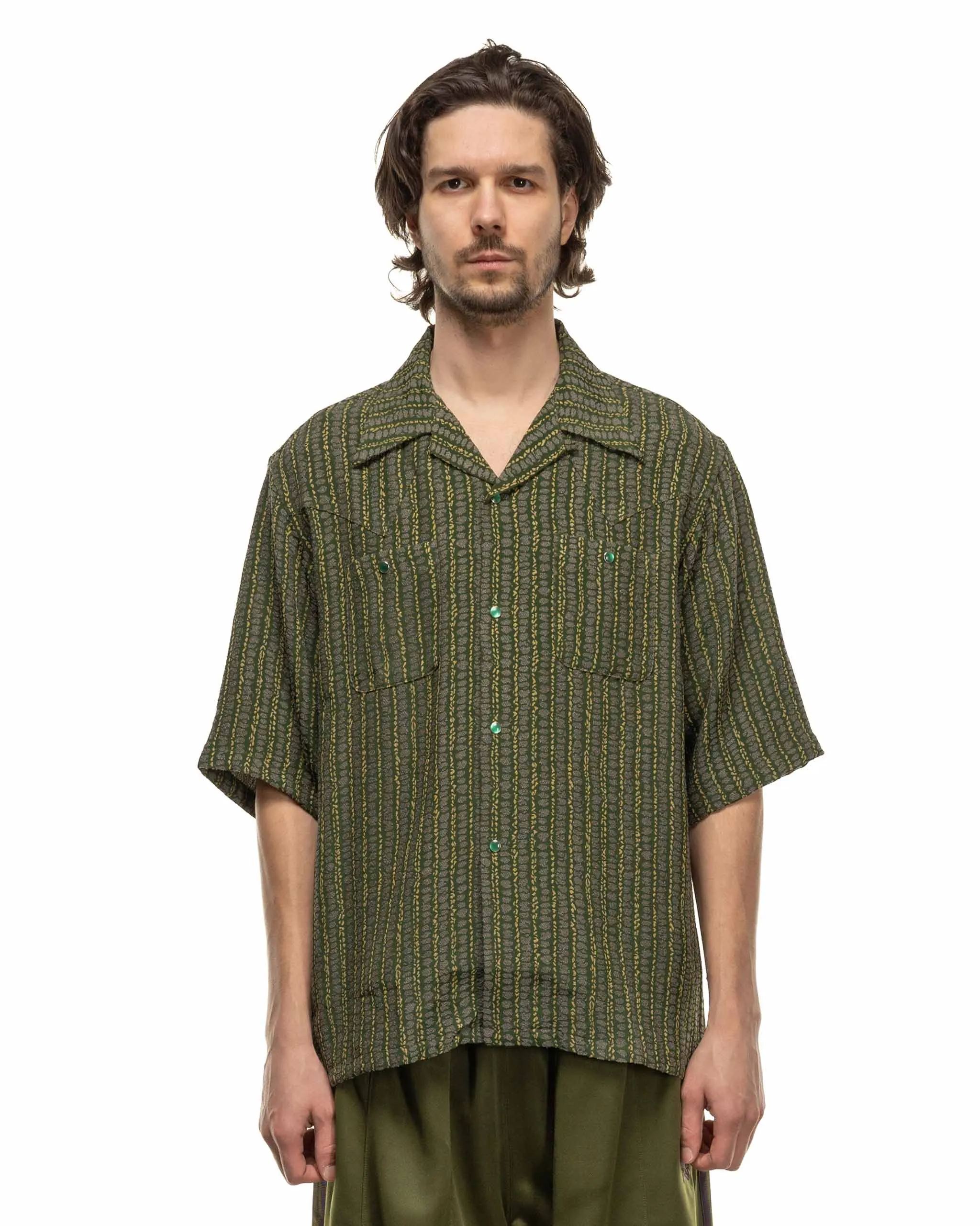 Green Abstract Stripe Cowboy One-Up Shirt - Green Abstract Stripe Jq.